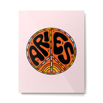 Aries Peace Sign Metal Print | TeksDecor