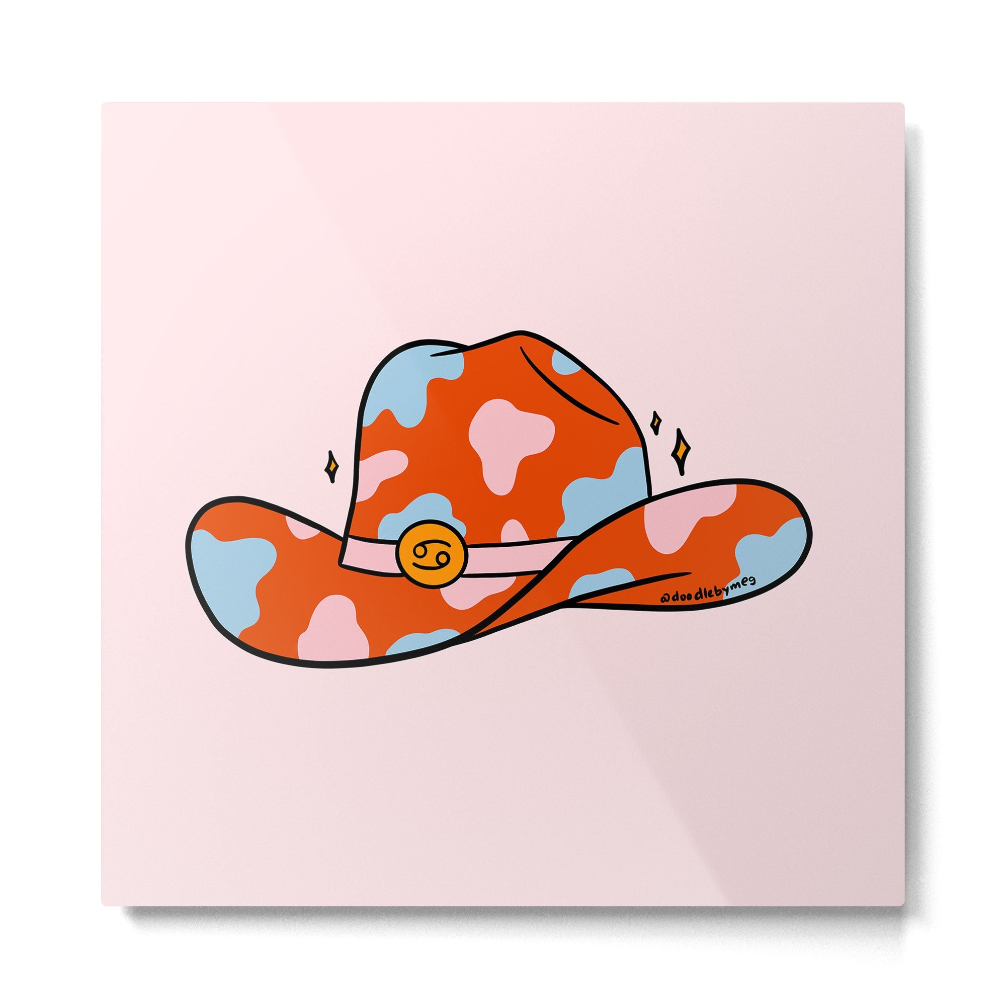 Cancer Cowboy Hat Metal Print | TeksDecor