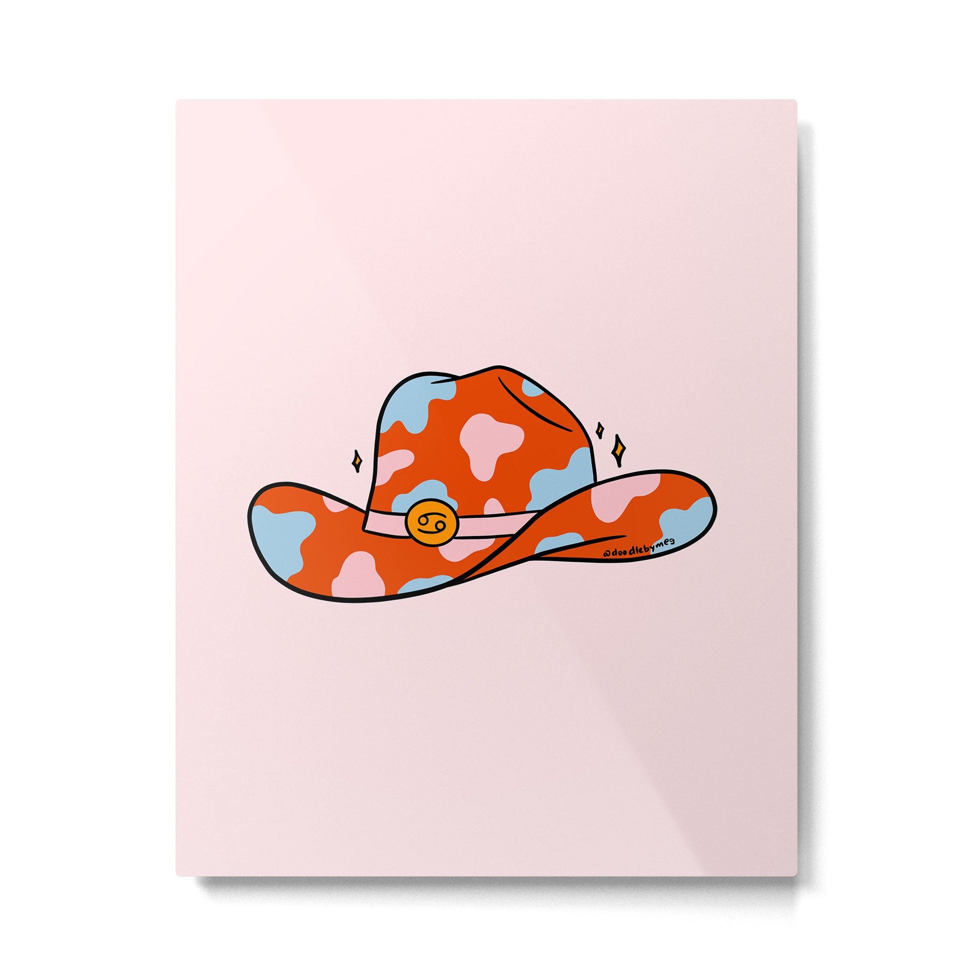 Cancer Cowboy Hat Metal Print | TeksDecor