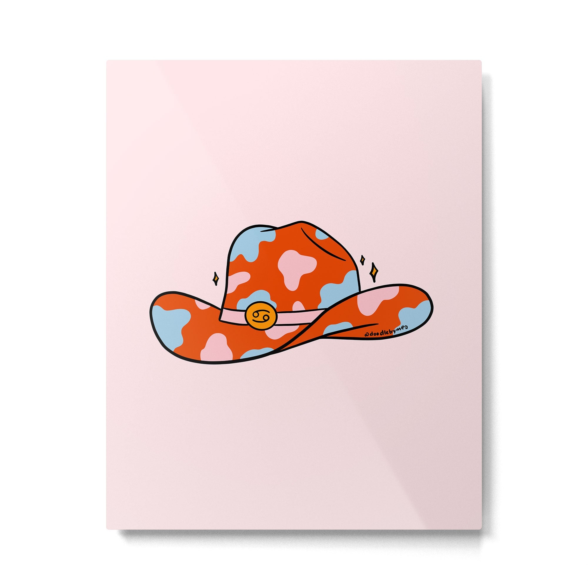 Cancer Cowboy Hat Metal Print | TeksDecor