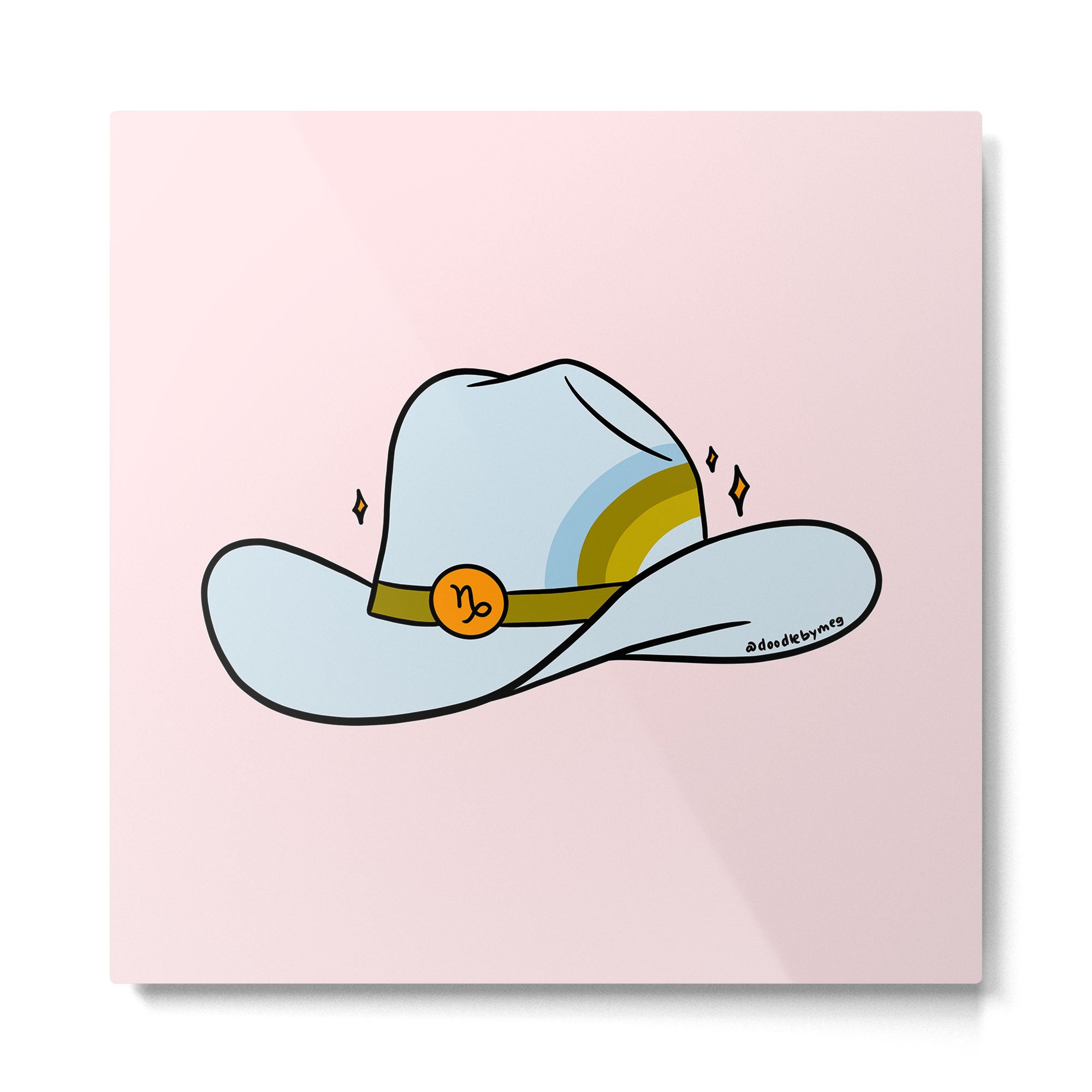 Capricorn Cowboy Hat Metal Print | TeksDecor