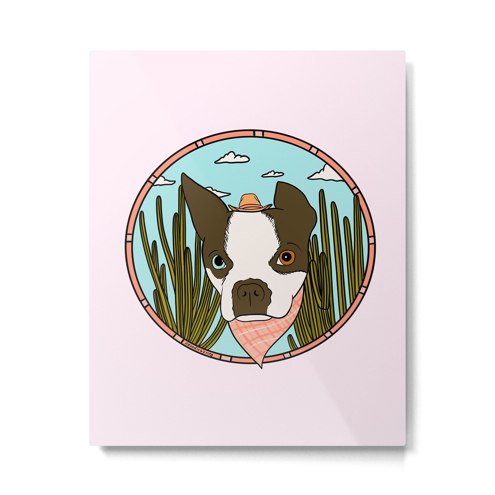 Cowboy Dog- Clover Boston Metal Print | TeksDecor