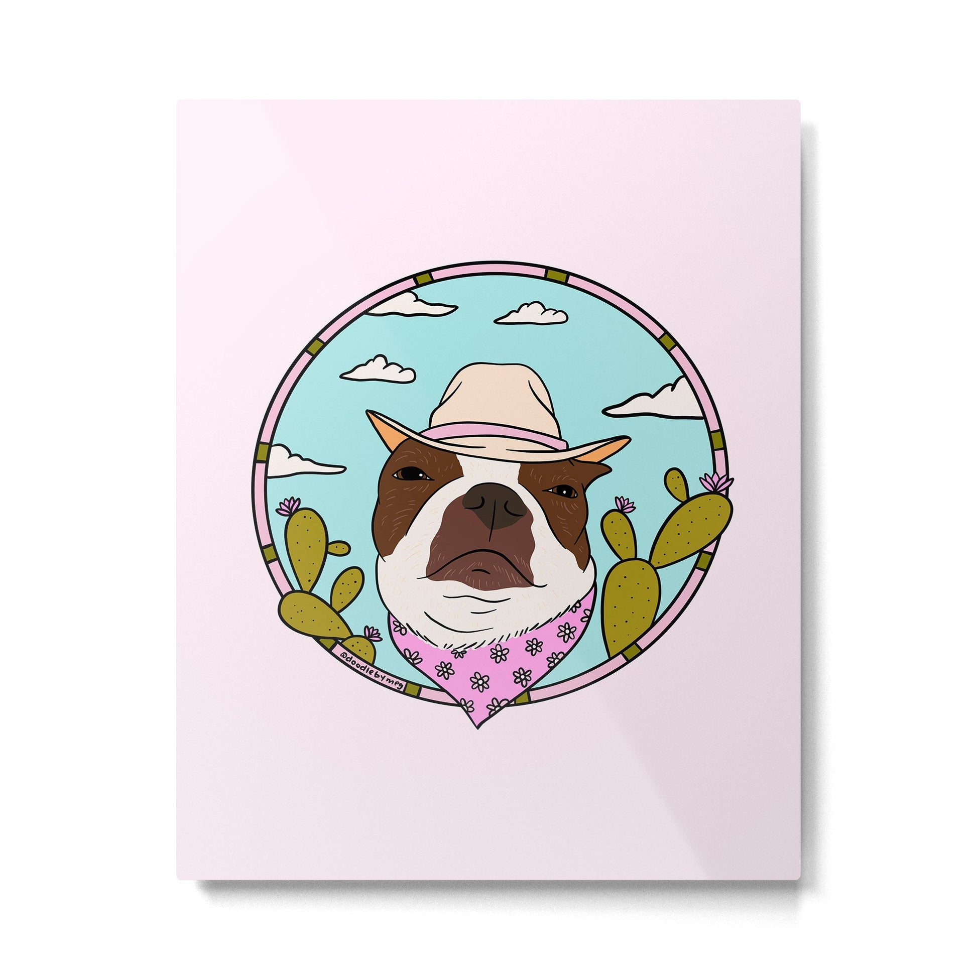 Cowboy Dog- Crimson Boston Metal Print | TeksDecor