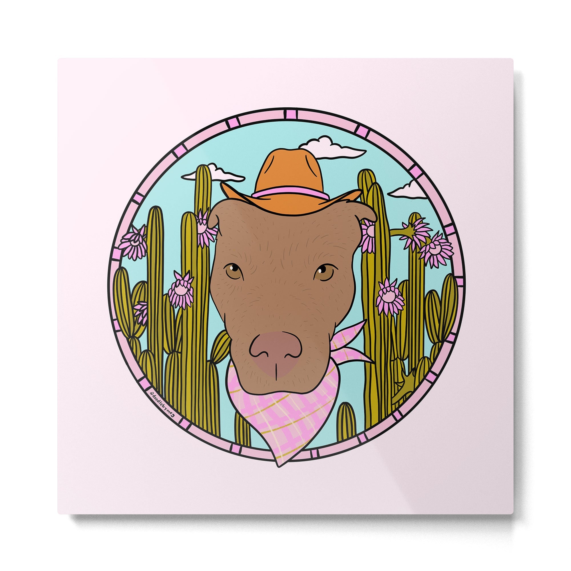 Cowboy Dog- Pitbull Metal Print | TeksDecor