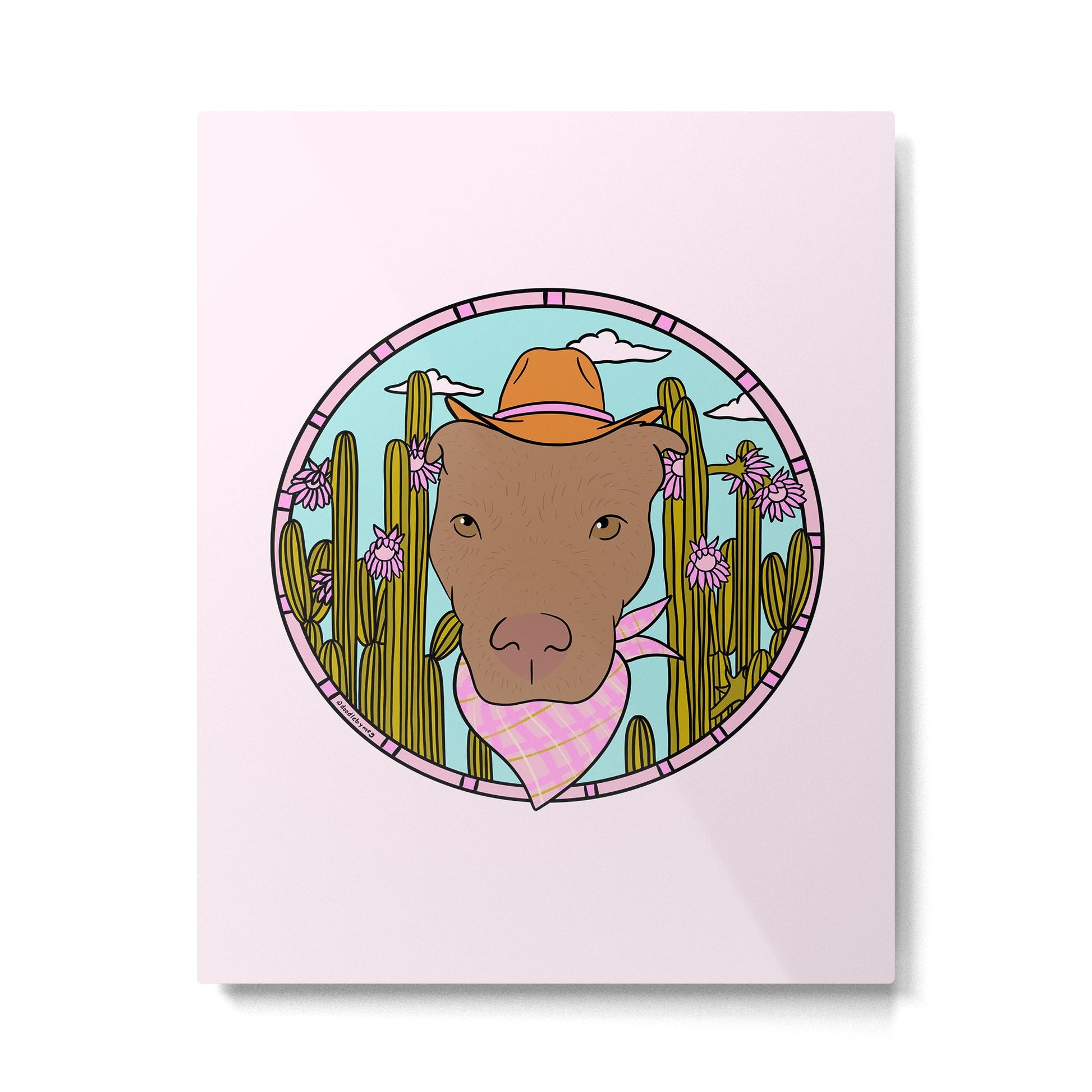 Cowboy Dog- Pitbull Metal Print | TeksDecor