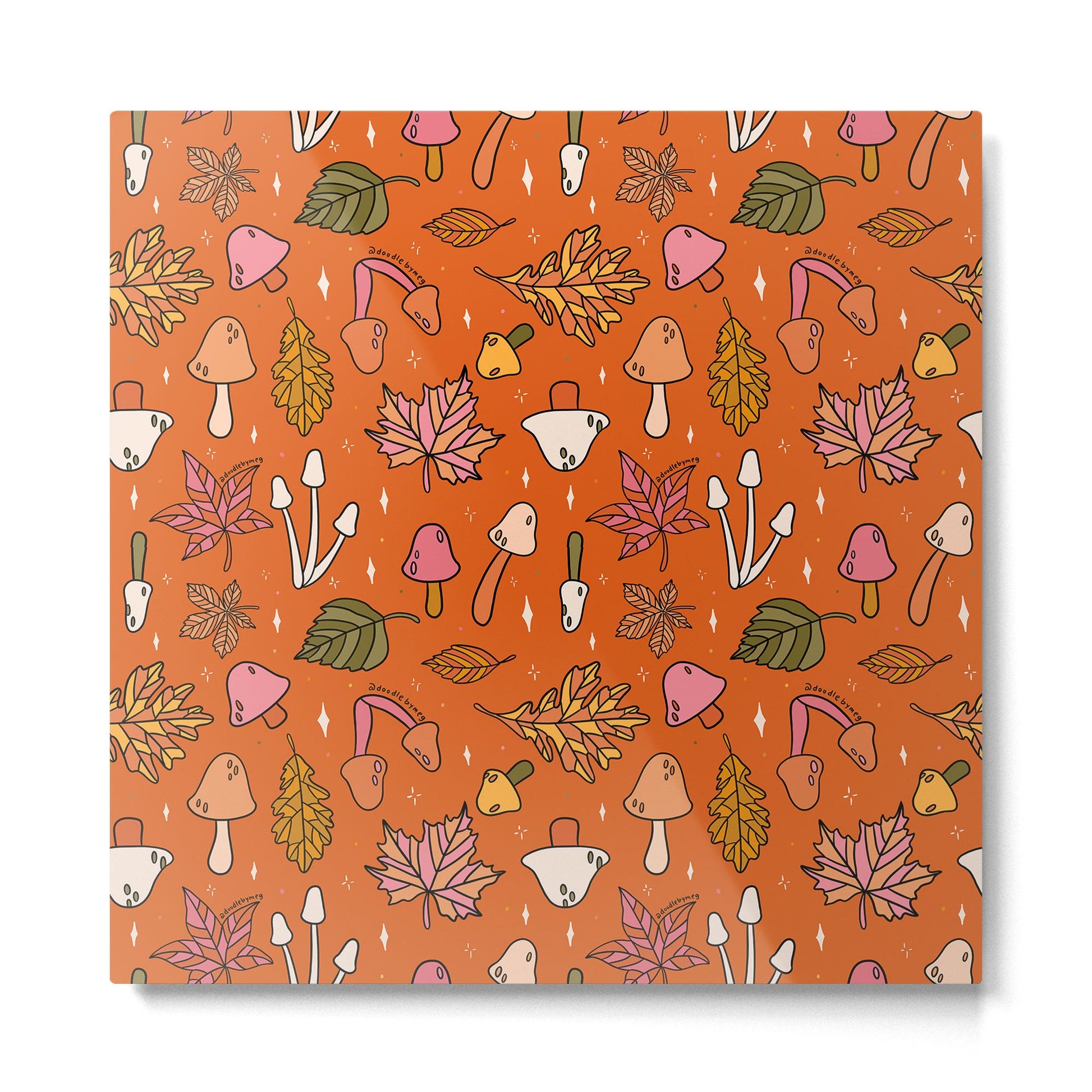Falling Leaves Print in Orange Metal Print | TeksDecor