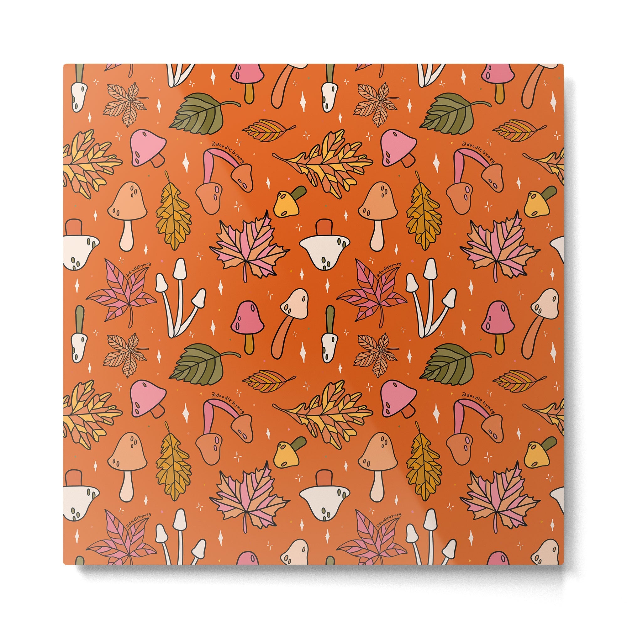 Falling Leaves Print in Orange Metal Print | TeksDecor