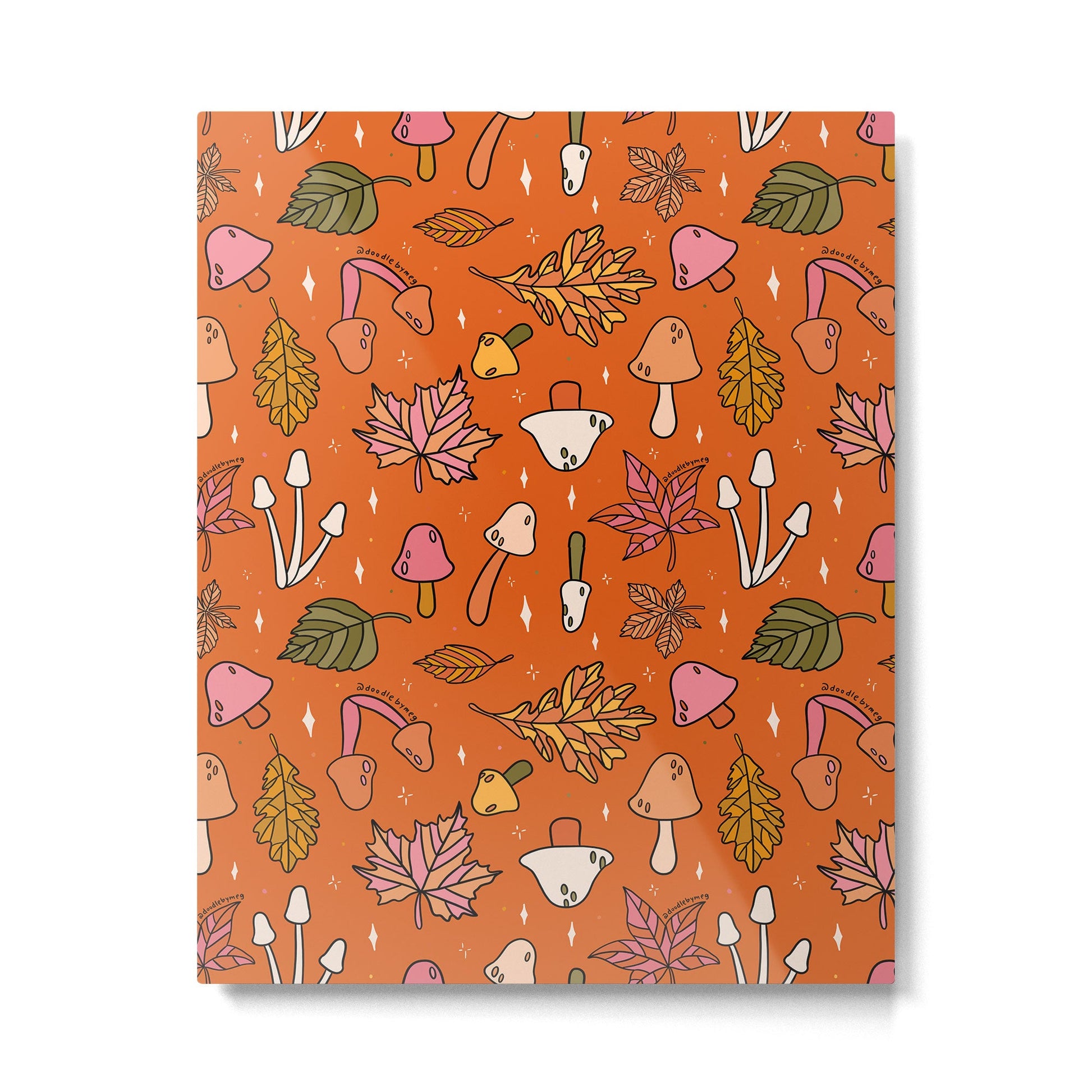 Falling Leaves Print in Orange Metal Print | TeksDecor