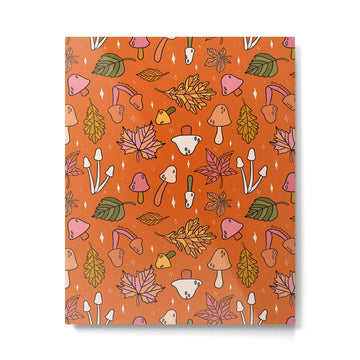 Falling Leaves Print in Orange Metal Print | TeksDecor