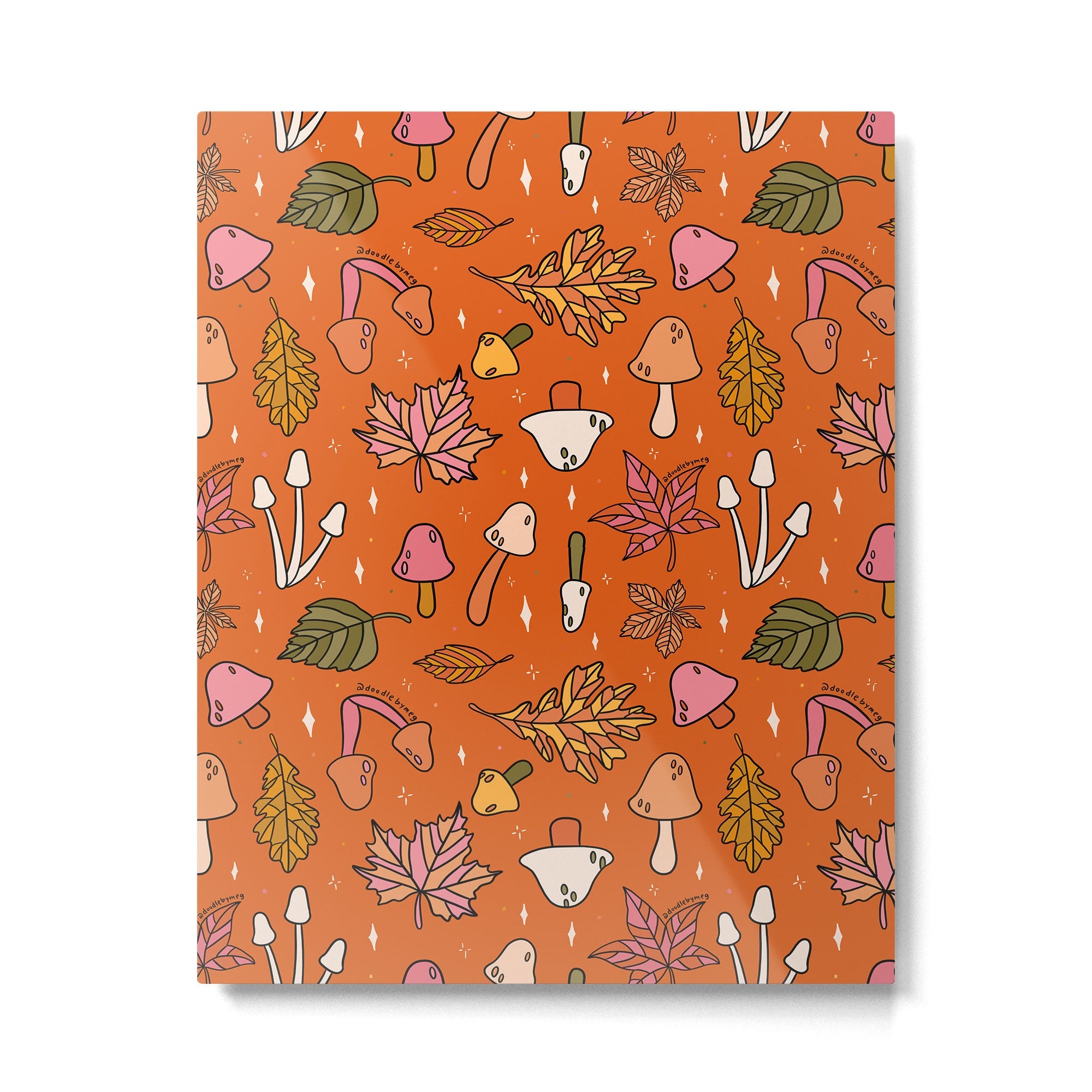 Falling Leaves Print in Orange Metal Print | TeksDecor