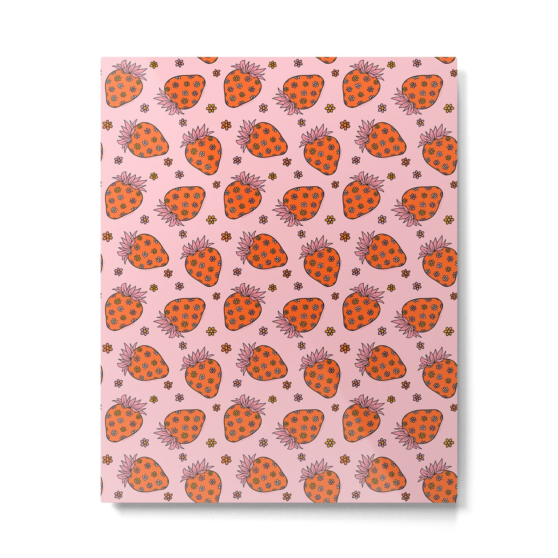 Flower Strawberry Print Metal Print | TeksDecor