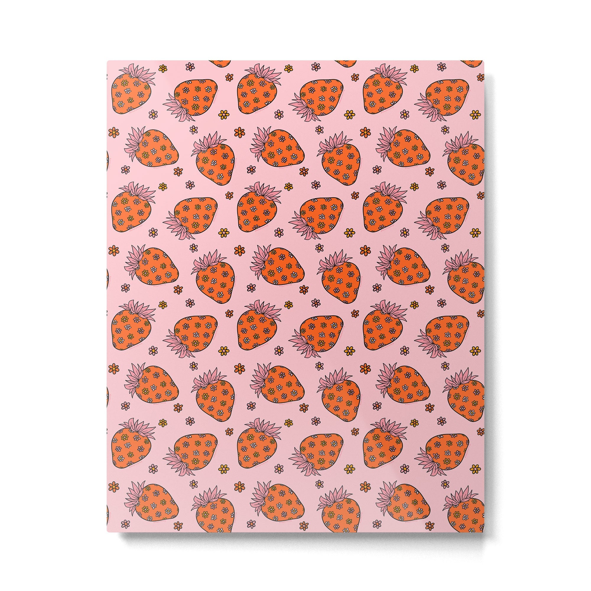 Flower Strawberry Print Metal Print | TeksDecor