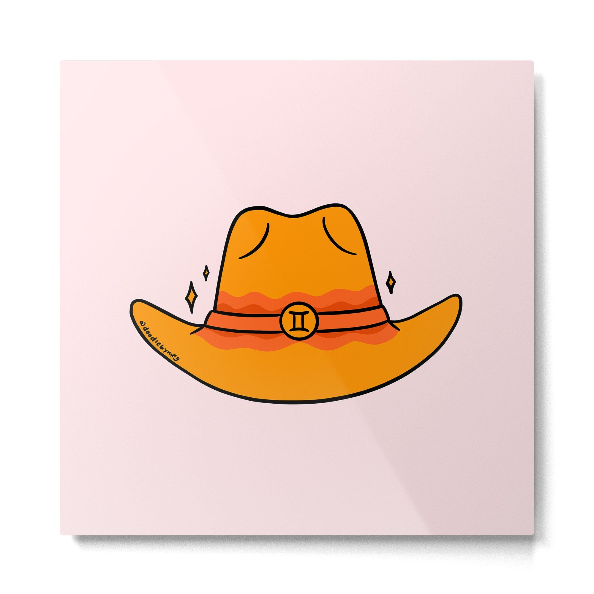 Gemini Cowboy Hat Metal Print | TeksDecor