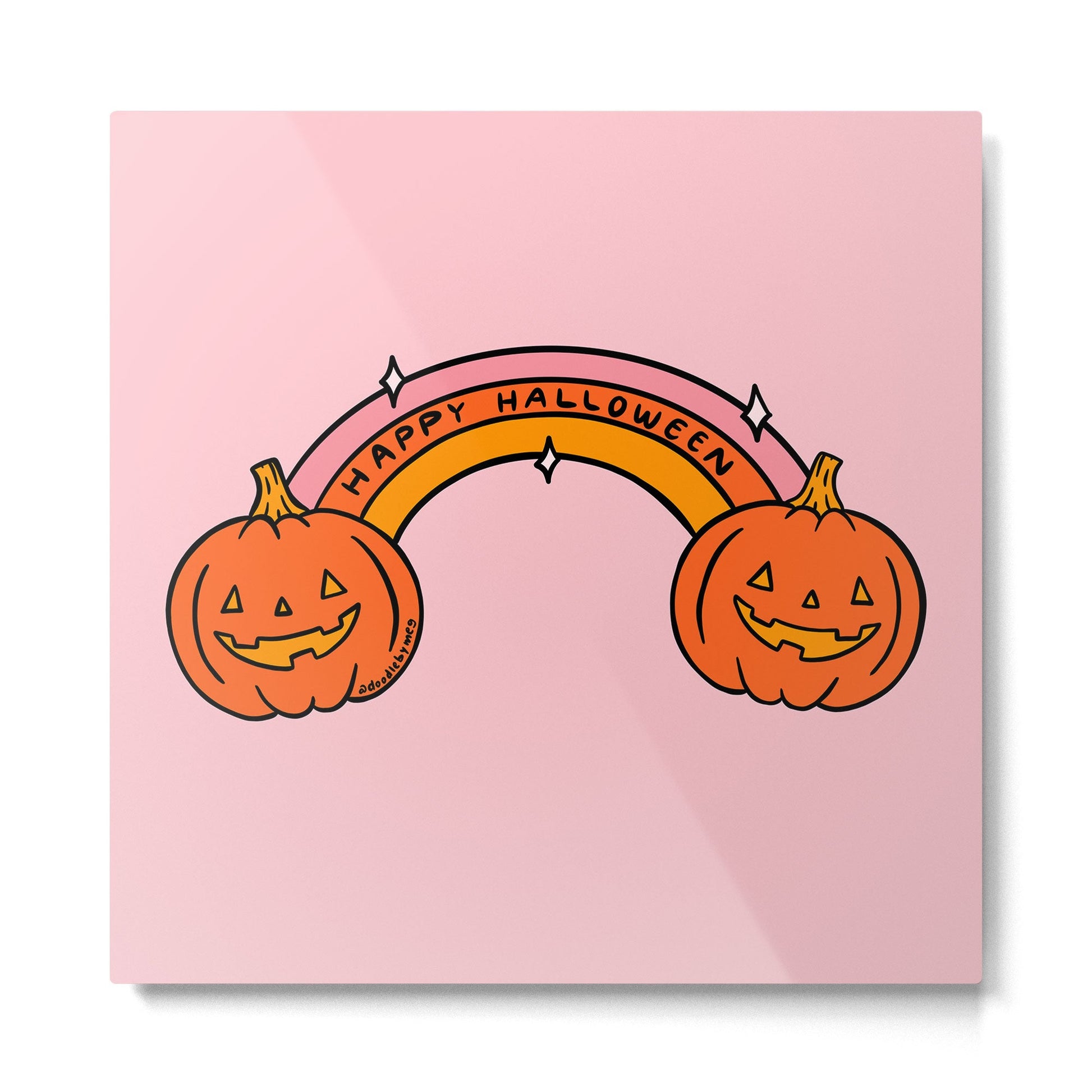 Happy Halloween Rainbow Metal Print | TeksDecor