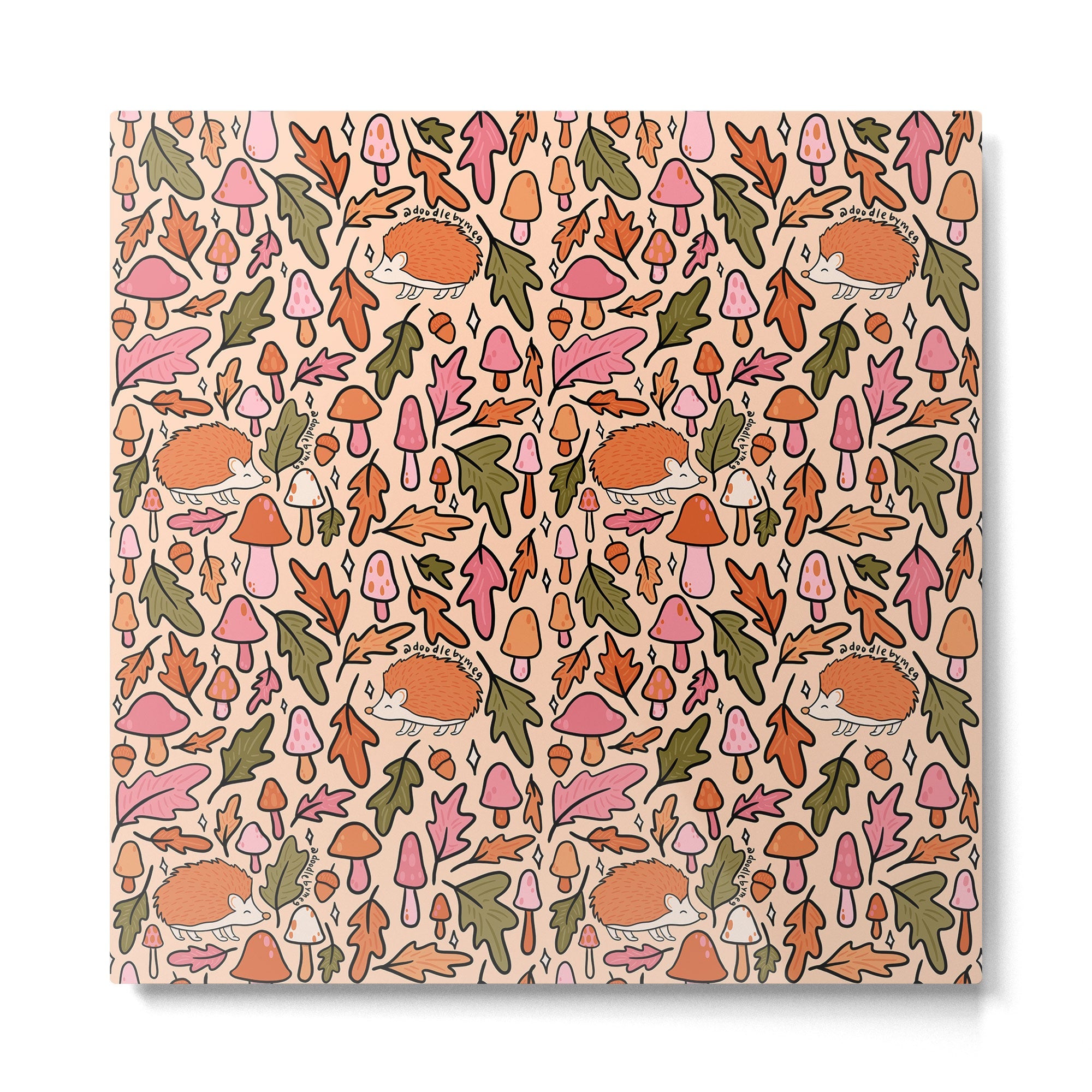 Hedgehog in the Autumn Print Metal Print | TeksDecor