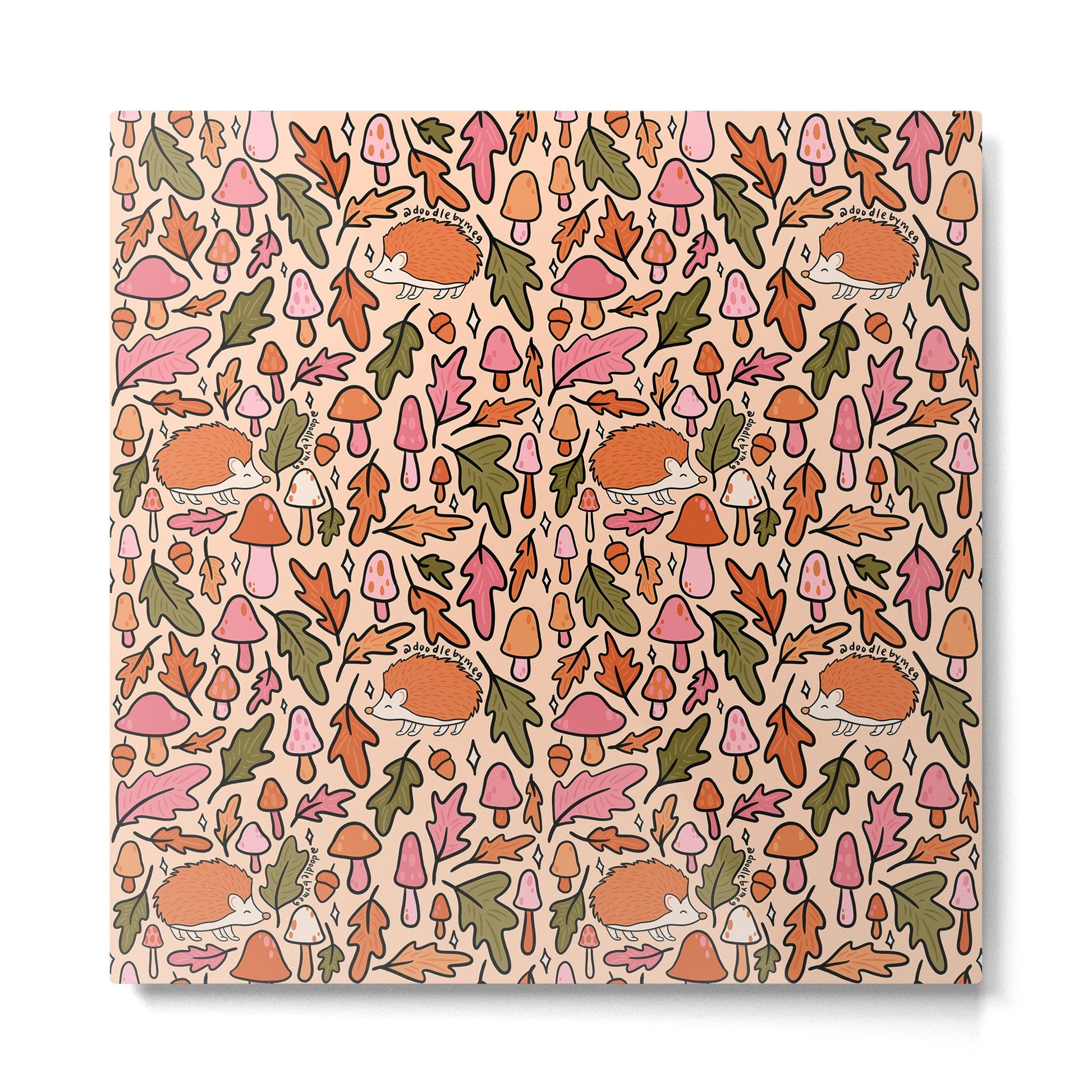 Hedgehog in the Autumn Print Metal Print | TeksDecor