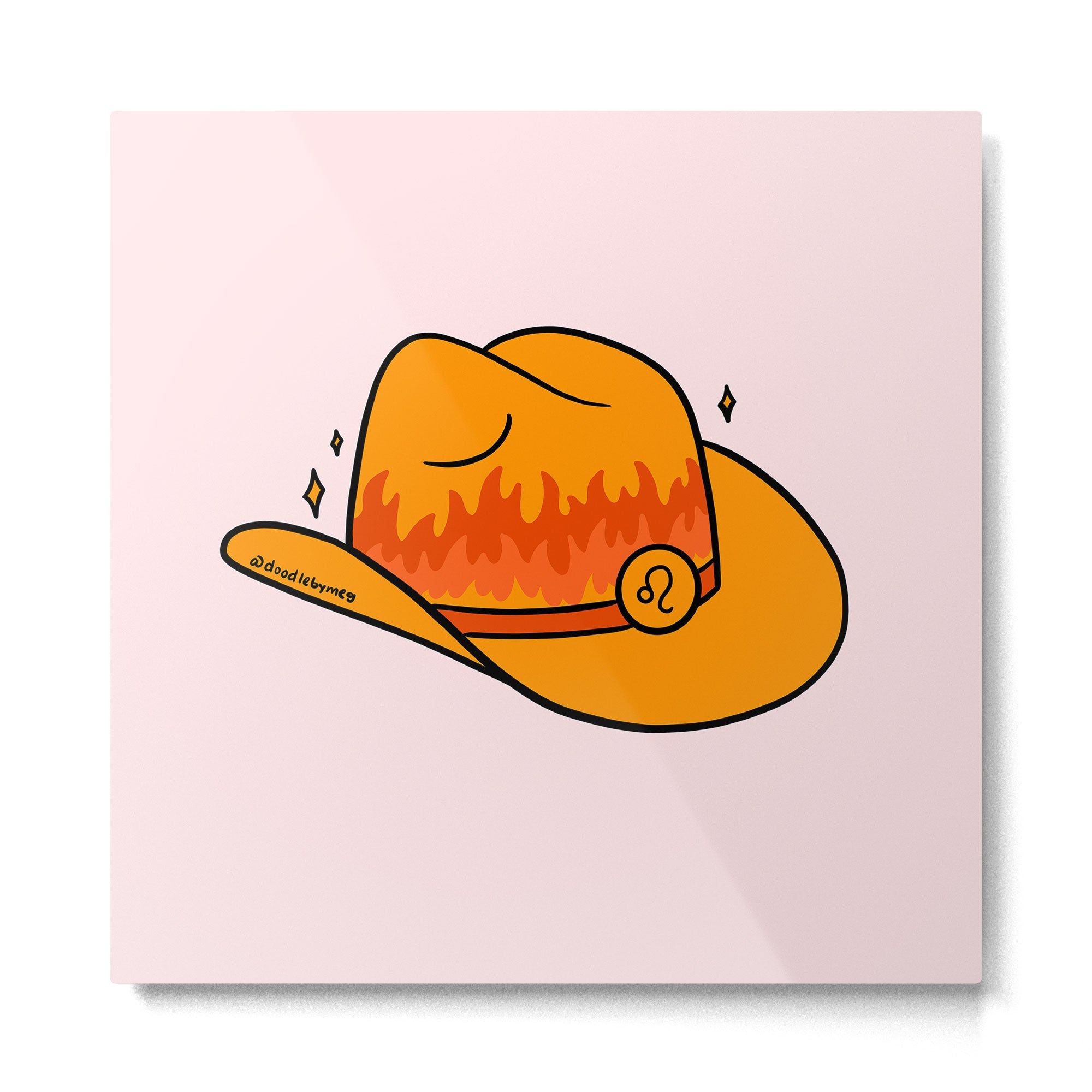 Leo Cowboy Hat Metal Print | TeksDecor