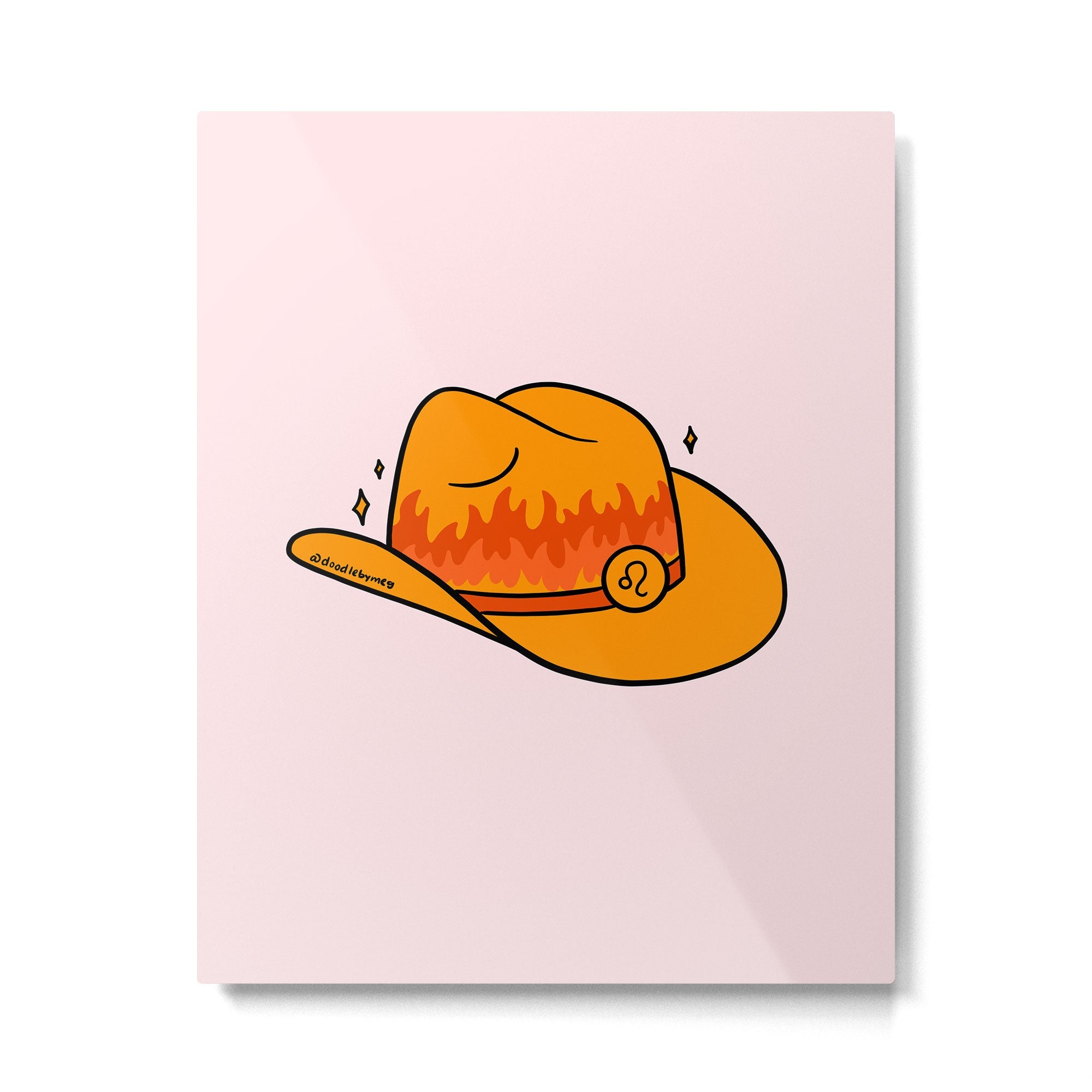 Leo Cowboy Hat Metal Print | TeksDecor