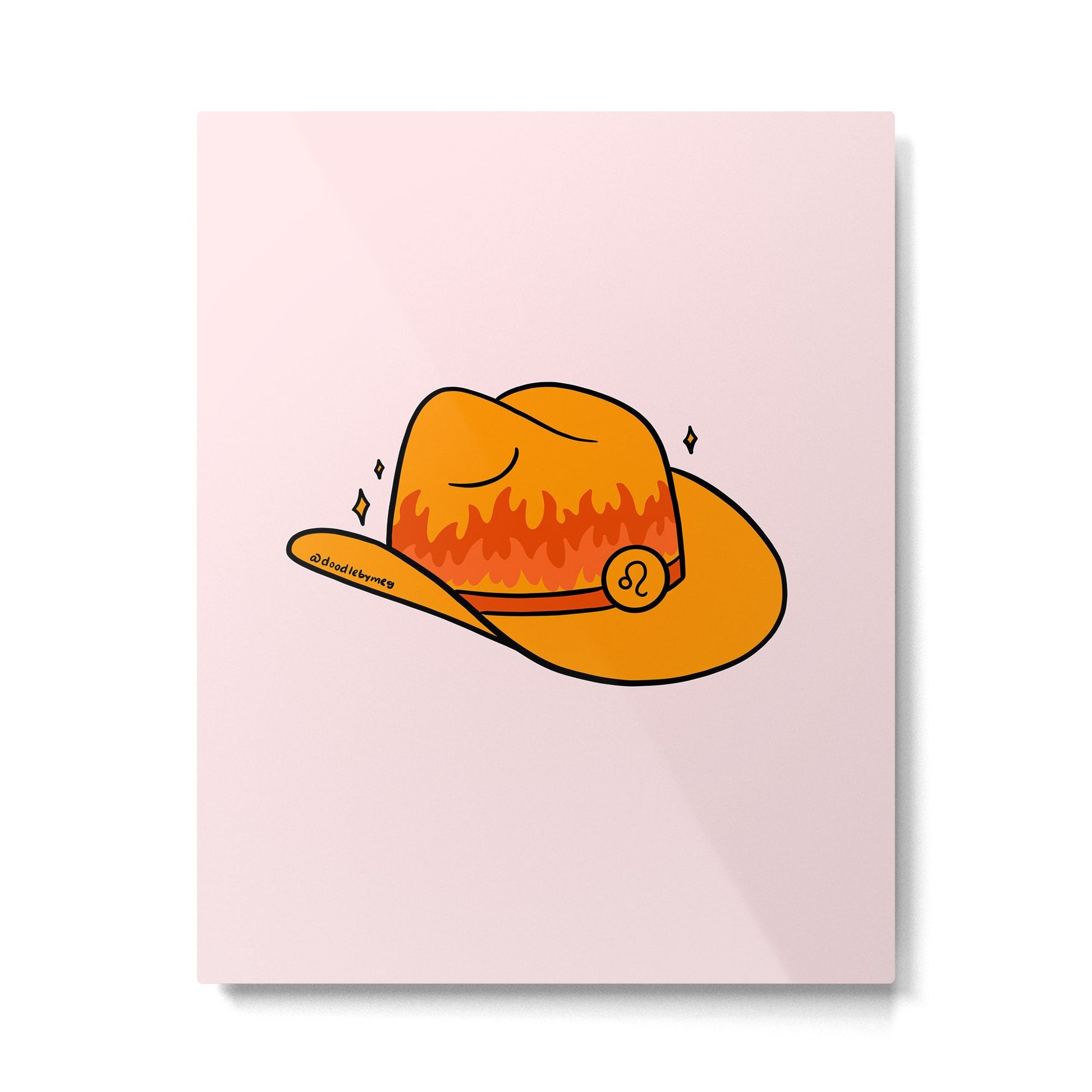 Leo Cowboy Hat Metal Print | TeksDecor