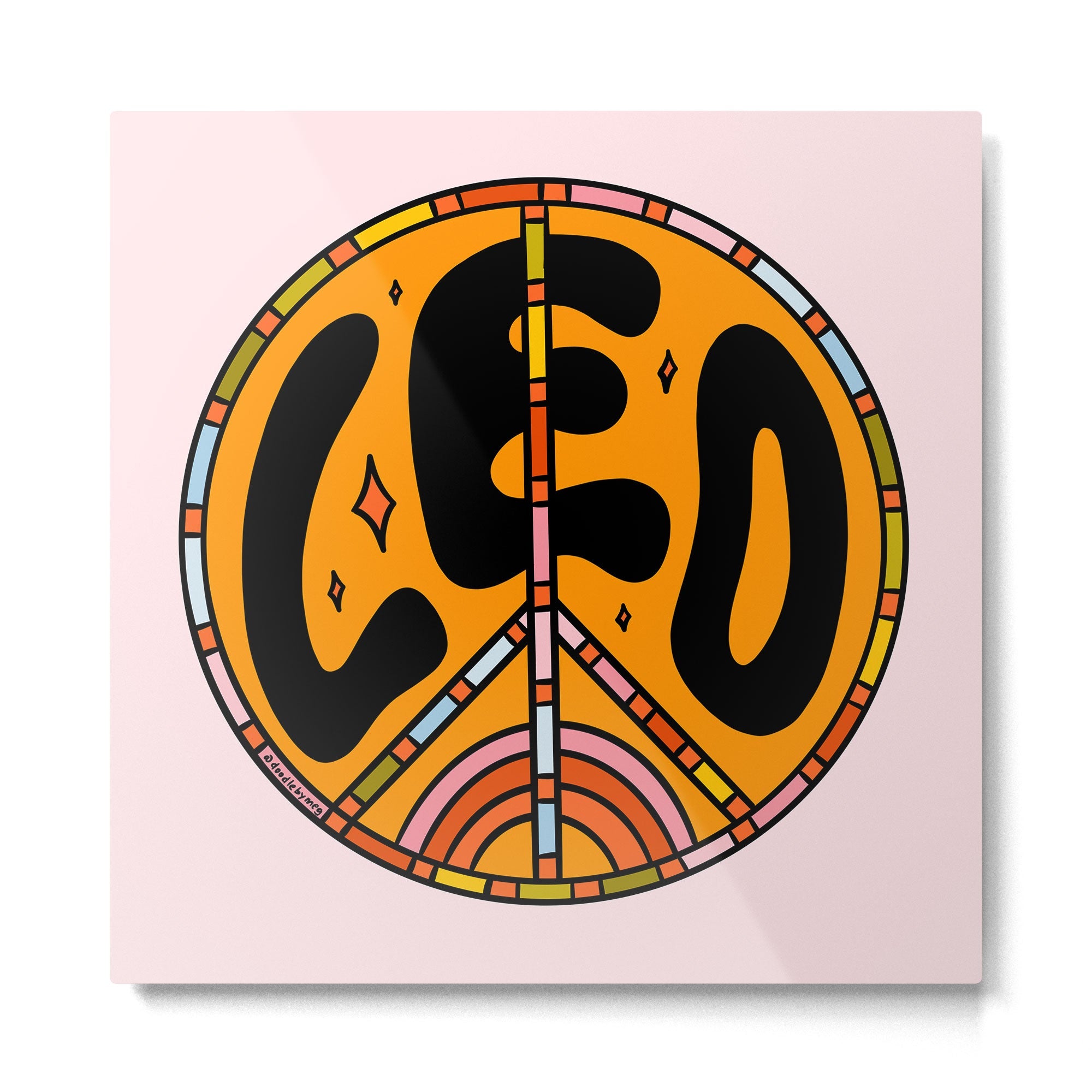Leo Peace Sign Metal Print | TeksDecor