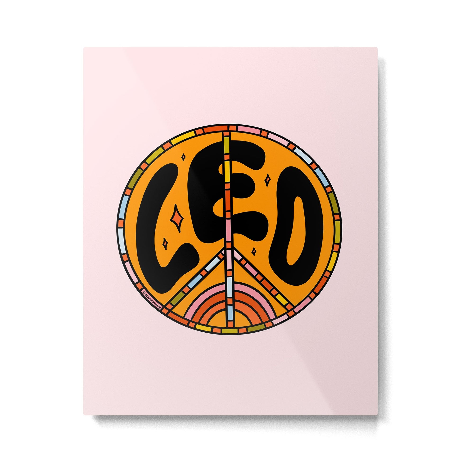Leo Peace Sign Metal Print | TeksDecor