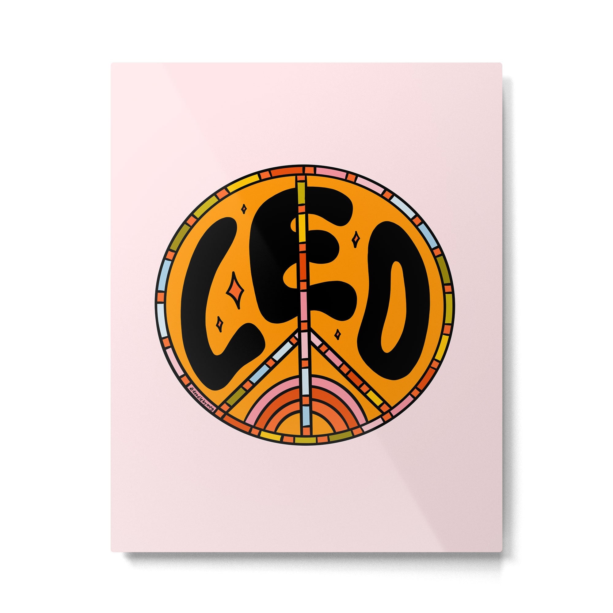 Leo Peace Sign Metal Print | TeksDecor