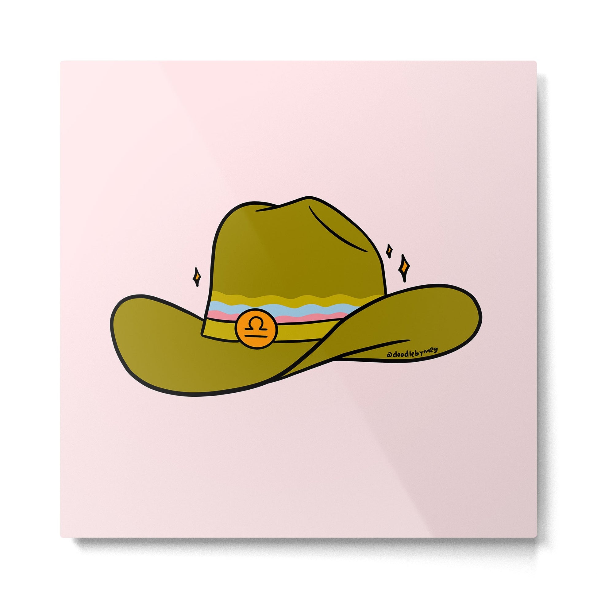 Libra Cowboy Hat Metal Print | TeksDecor