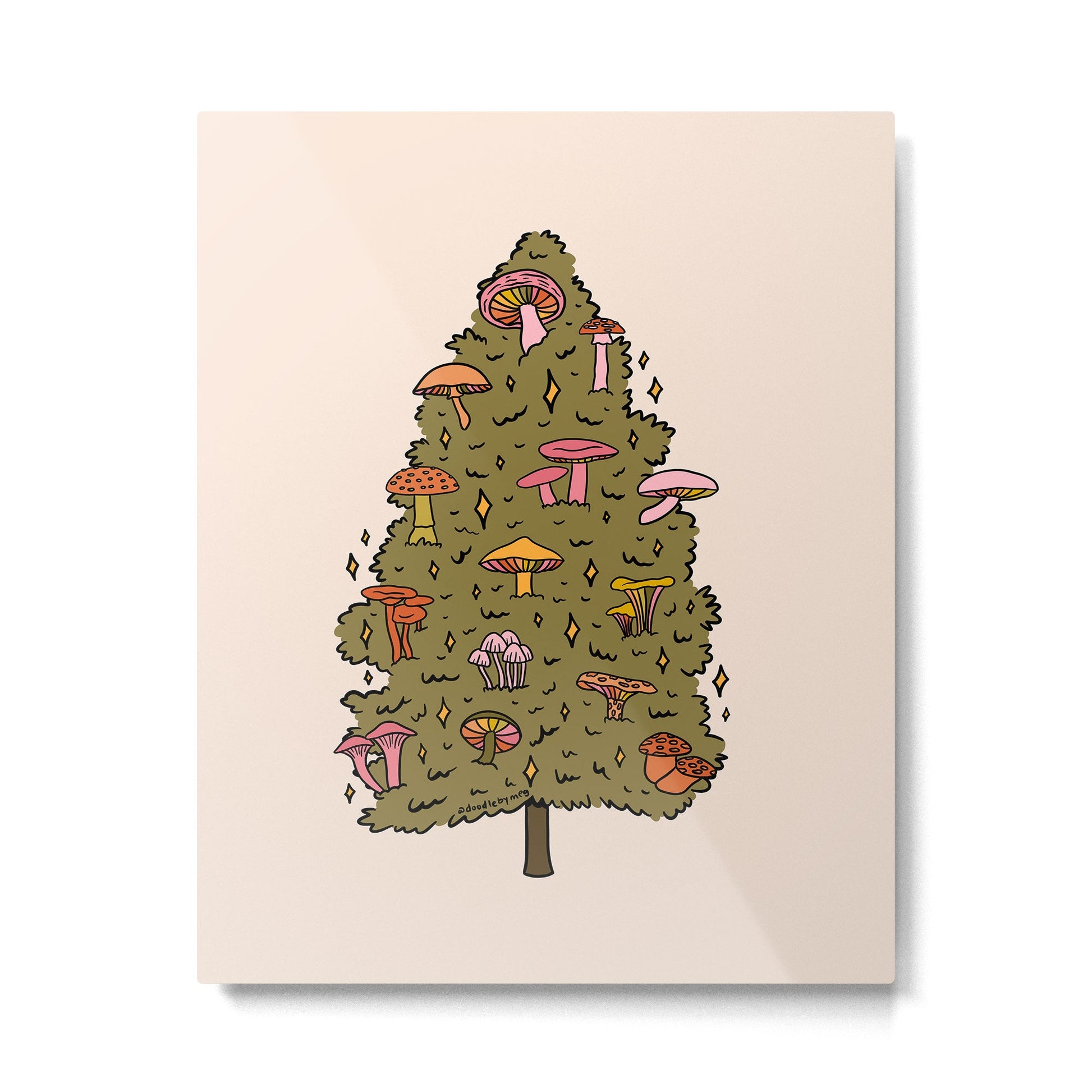 Mushroom Christmas Tree Metal Print | TeksDecor