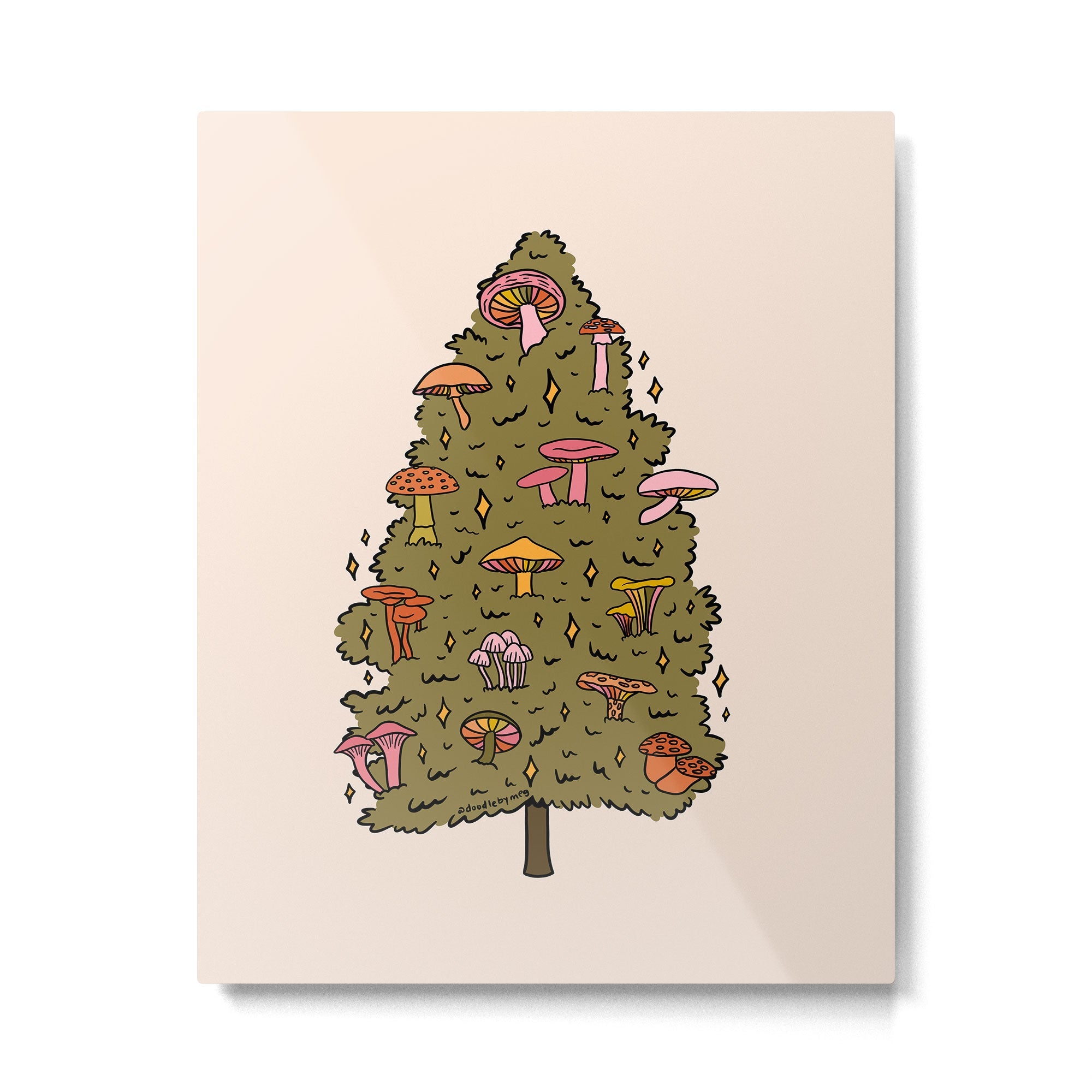 Mushroom Christmas Tree Metal Print | TeksDecor