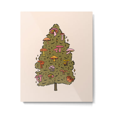 Mushroom Christmas Tree Metal Print | TeksDecor