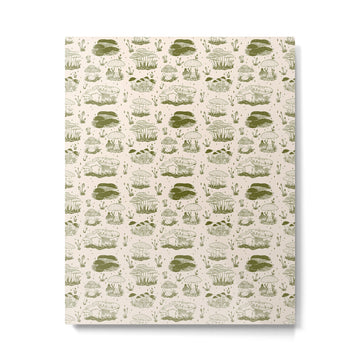 Mushroom Toile in Green Metal Print | TeksDecor