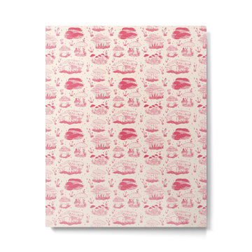 Mushroom Toile in Pink Metal Print | TeksDecor