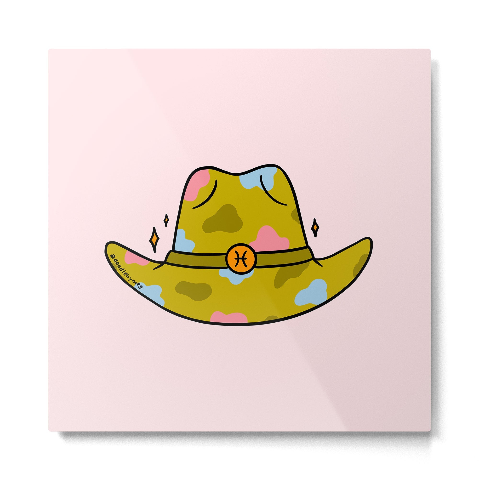 Pisces Cowboy Hat Metal Print | TeksDecor