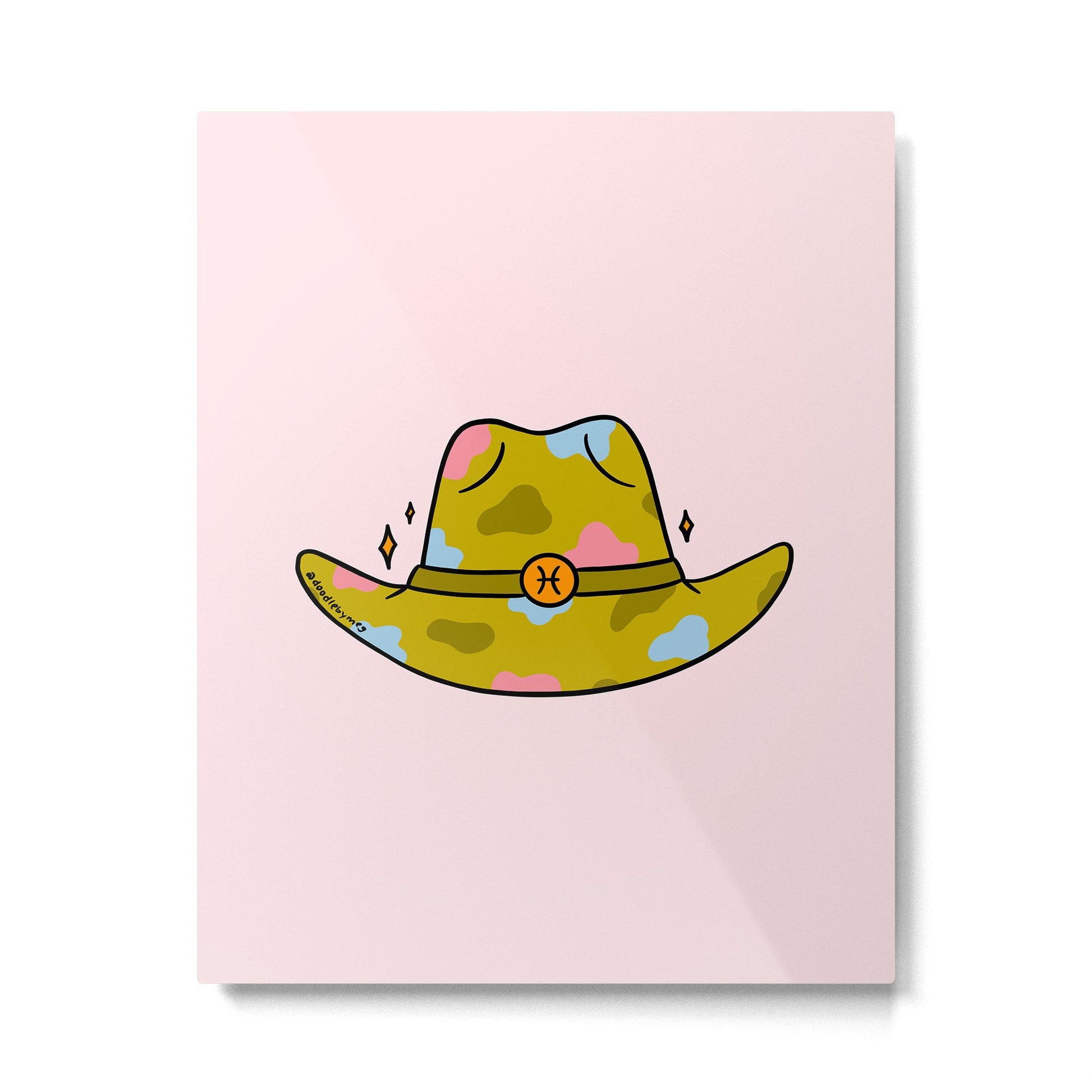 Pisces Cowboy Hat Metal Print | TeksDecor