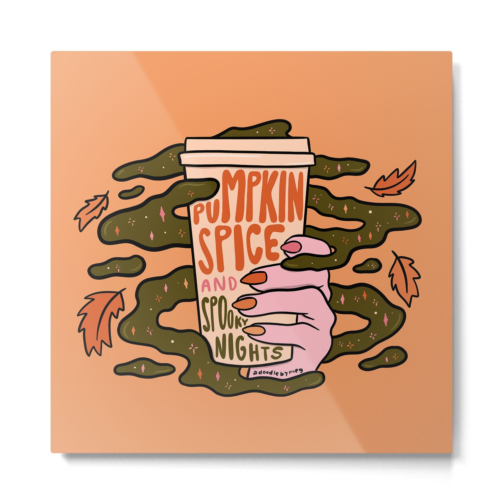 Pumpkin Spice and Spooky Nights Metal Print | TeksDecor