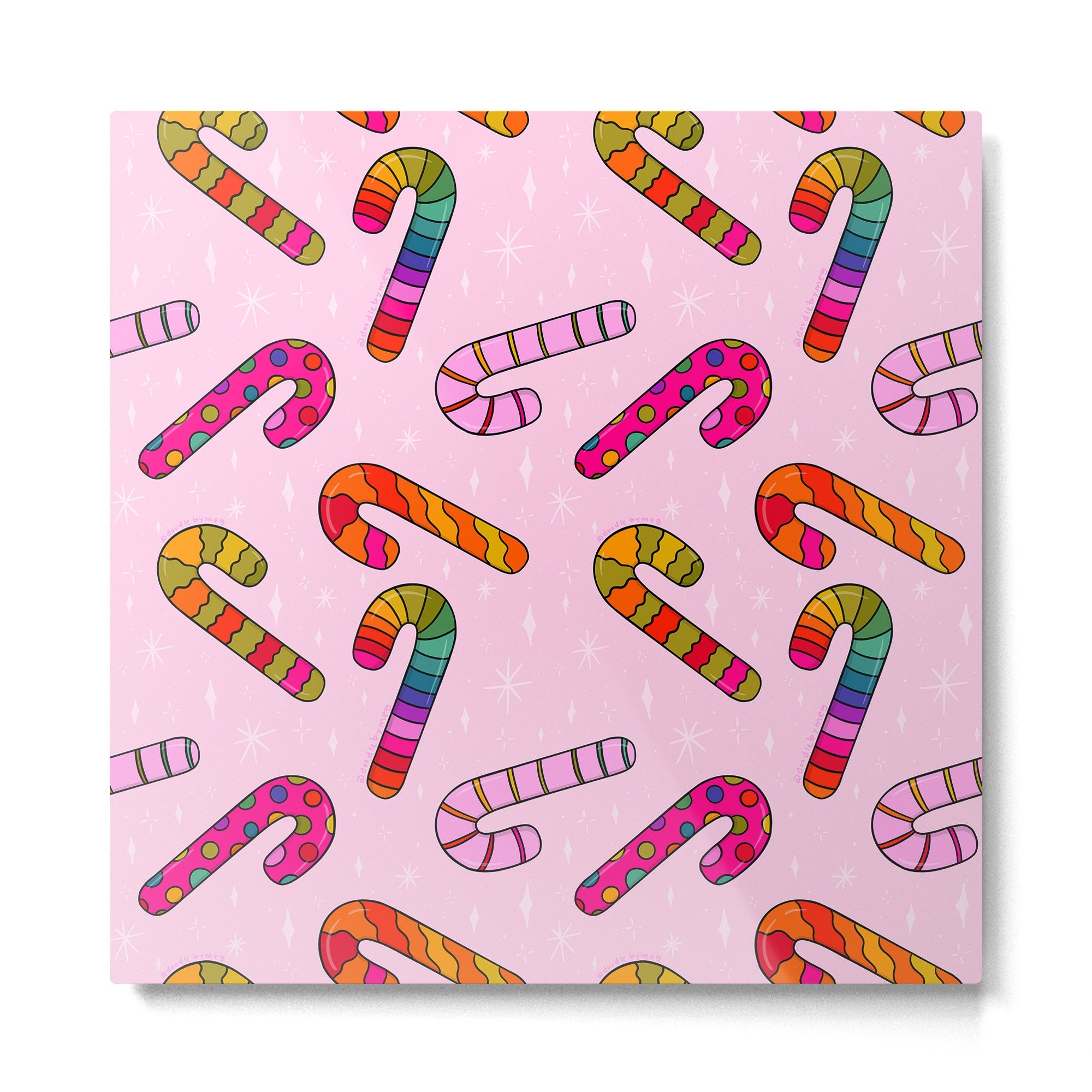 Rainbow Candy Canes Metal Print | TeksDecor