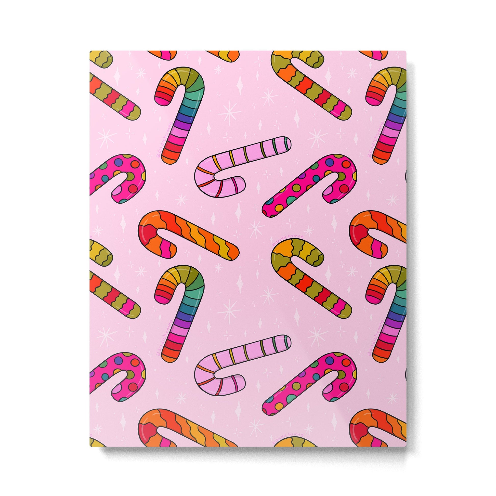 Rainbow Candy Canes Metal Print | TeksDecor