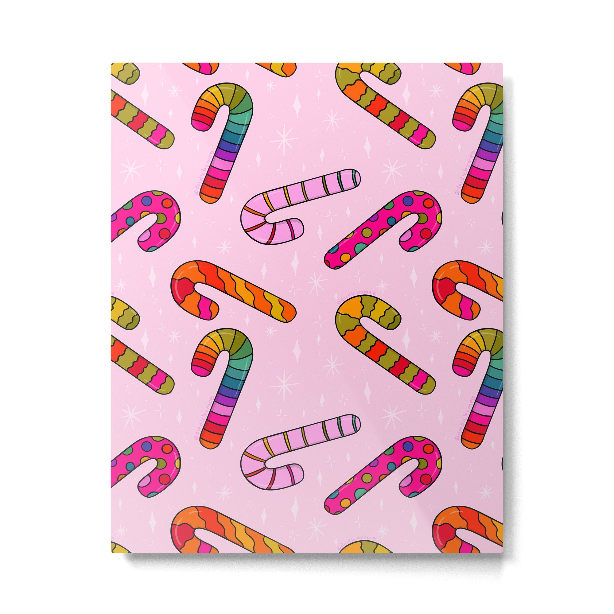 Rainbow Candy Canes Metal Print | TeksDecor
