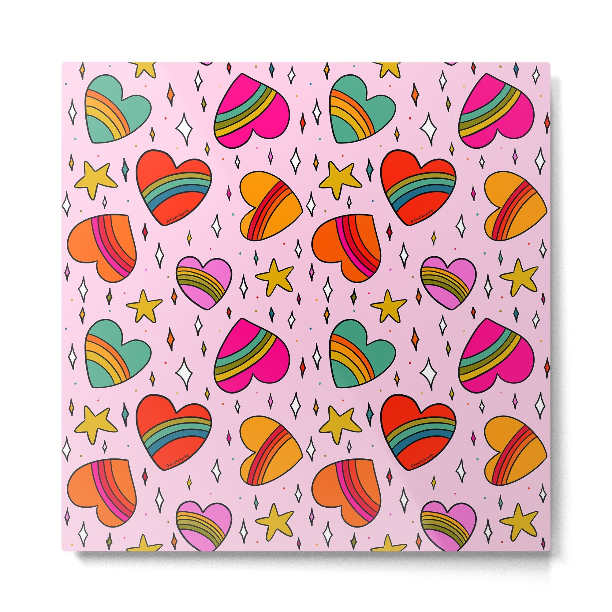 Rainbow Heart Print Metal Print | TeksDecor