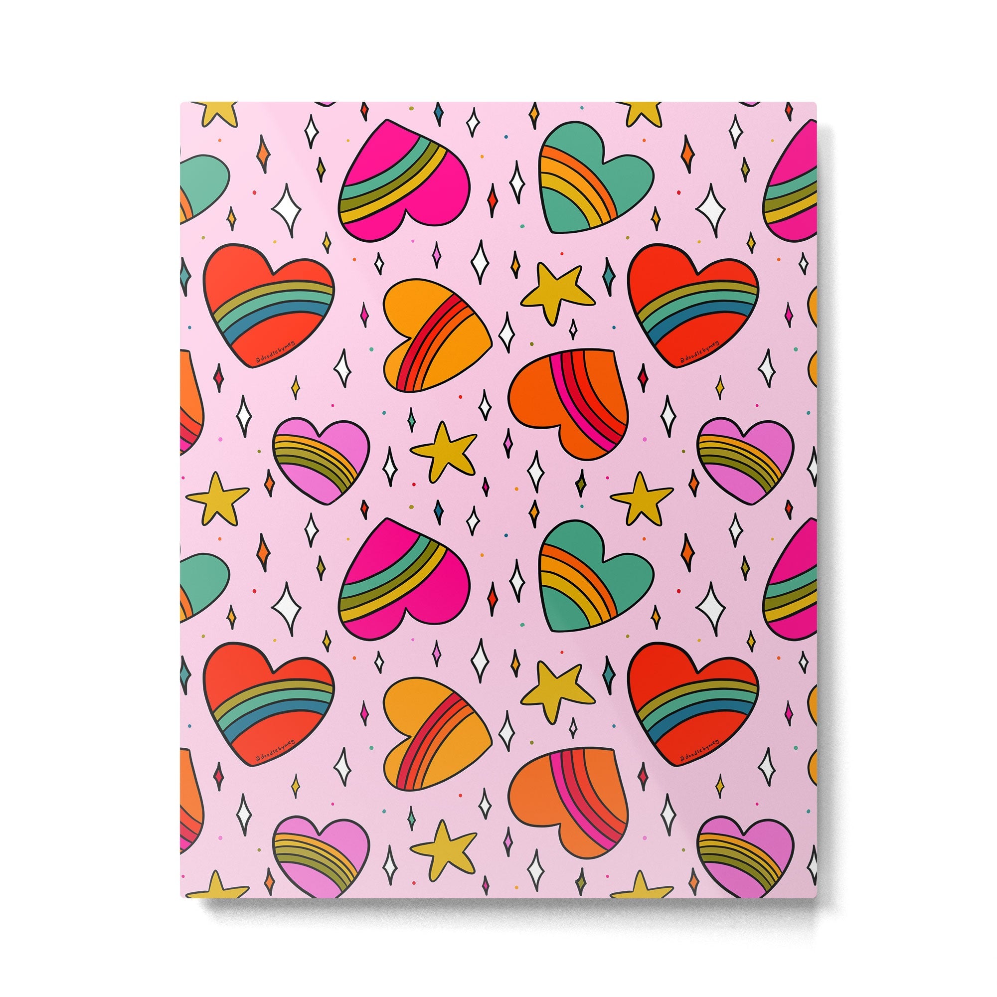 Rainbow Heart Print Metal Print | TeksDecor