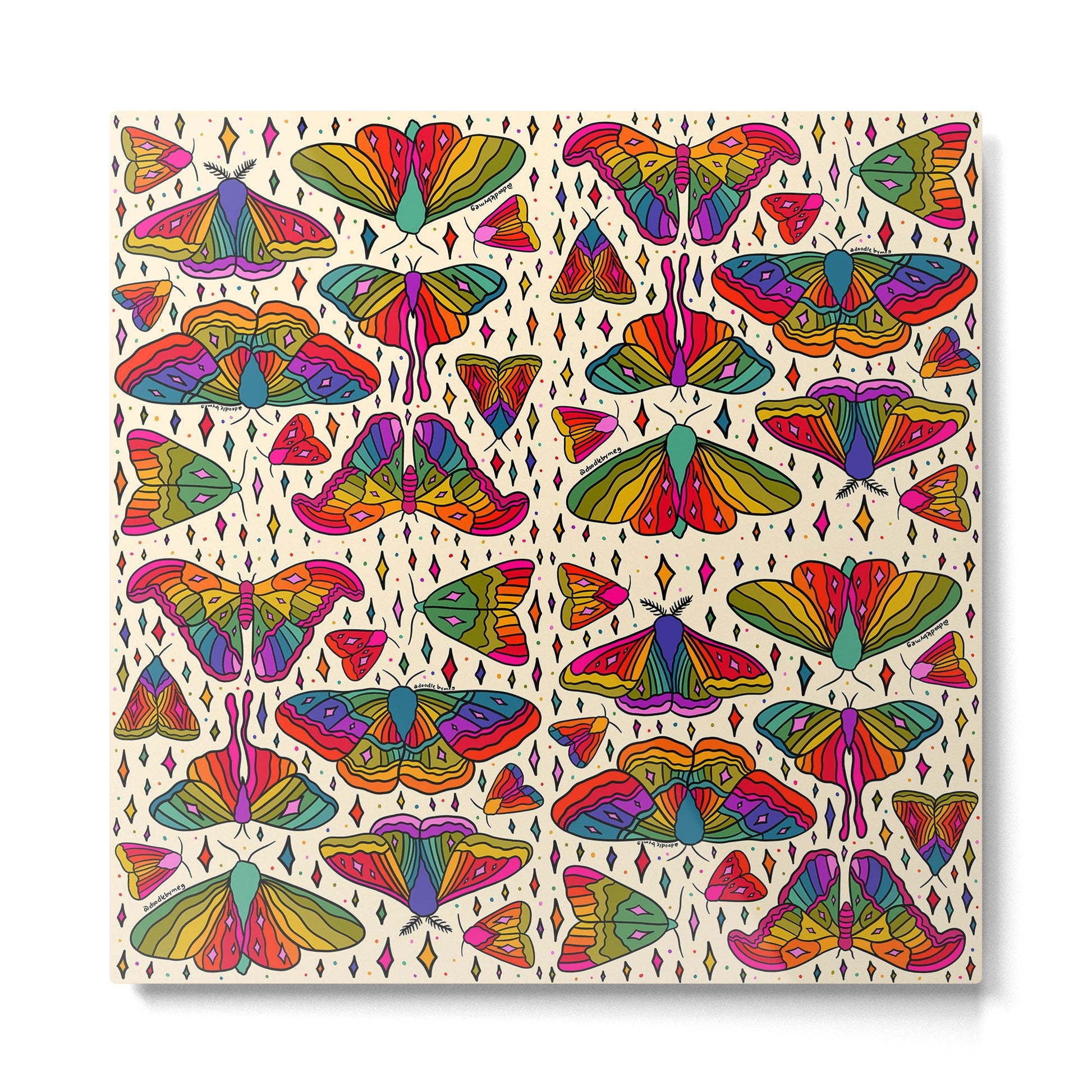 Rainbow Moth Print Metal Print | TeksDecor