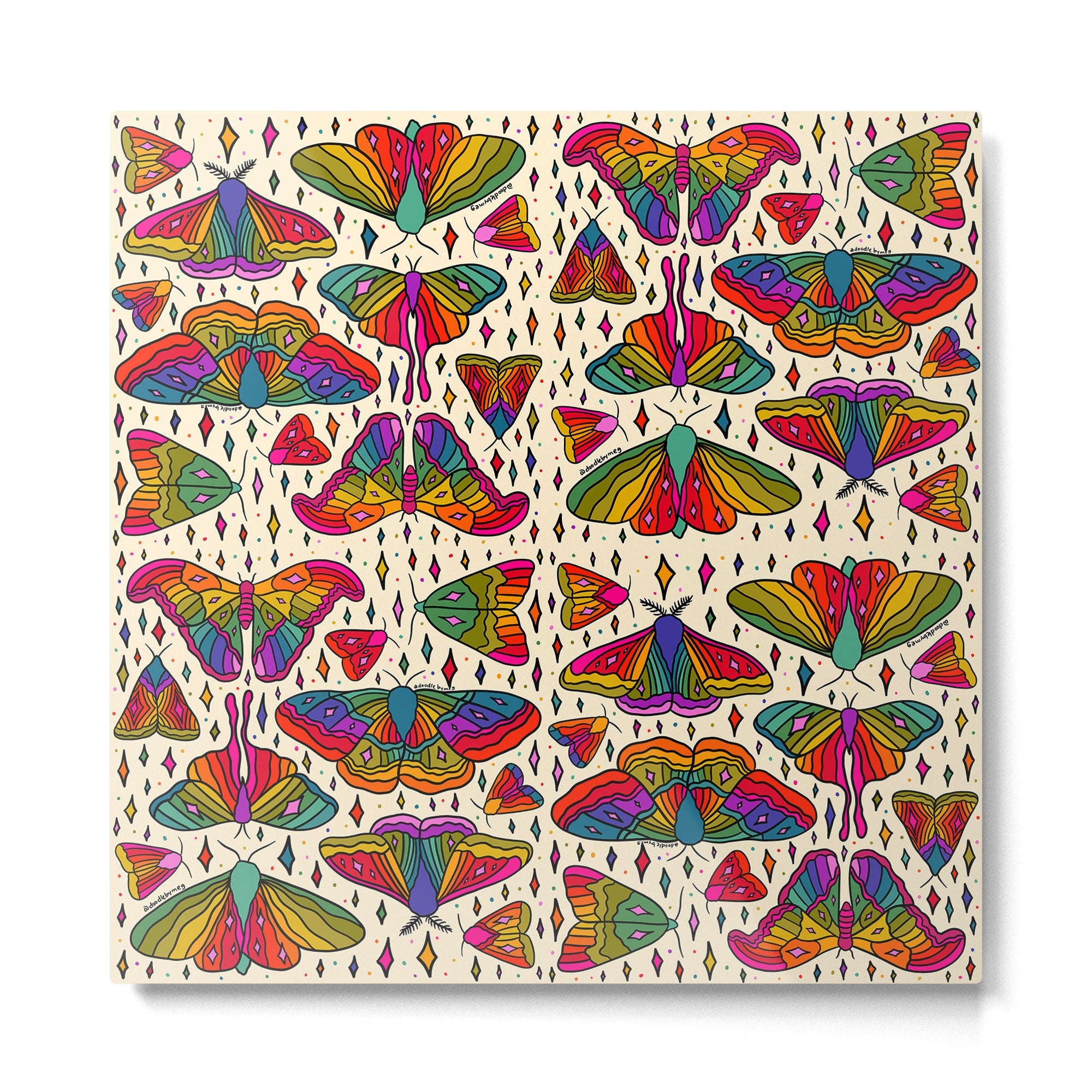 Rainbow Moth Print Metal Print | TeksDecor