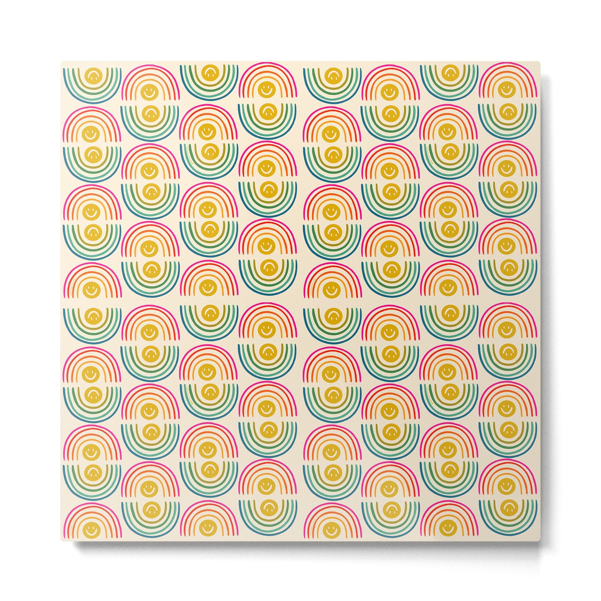 Smiley Rainbow Print Metal Print | TeksDecor
