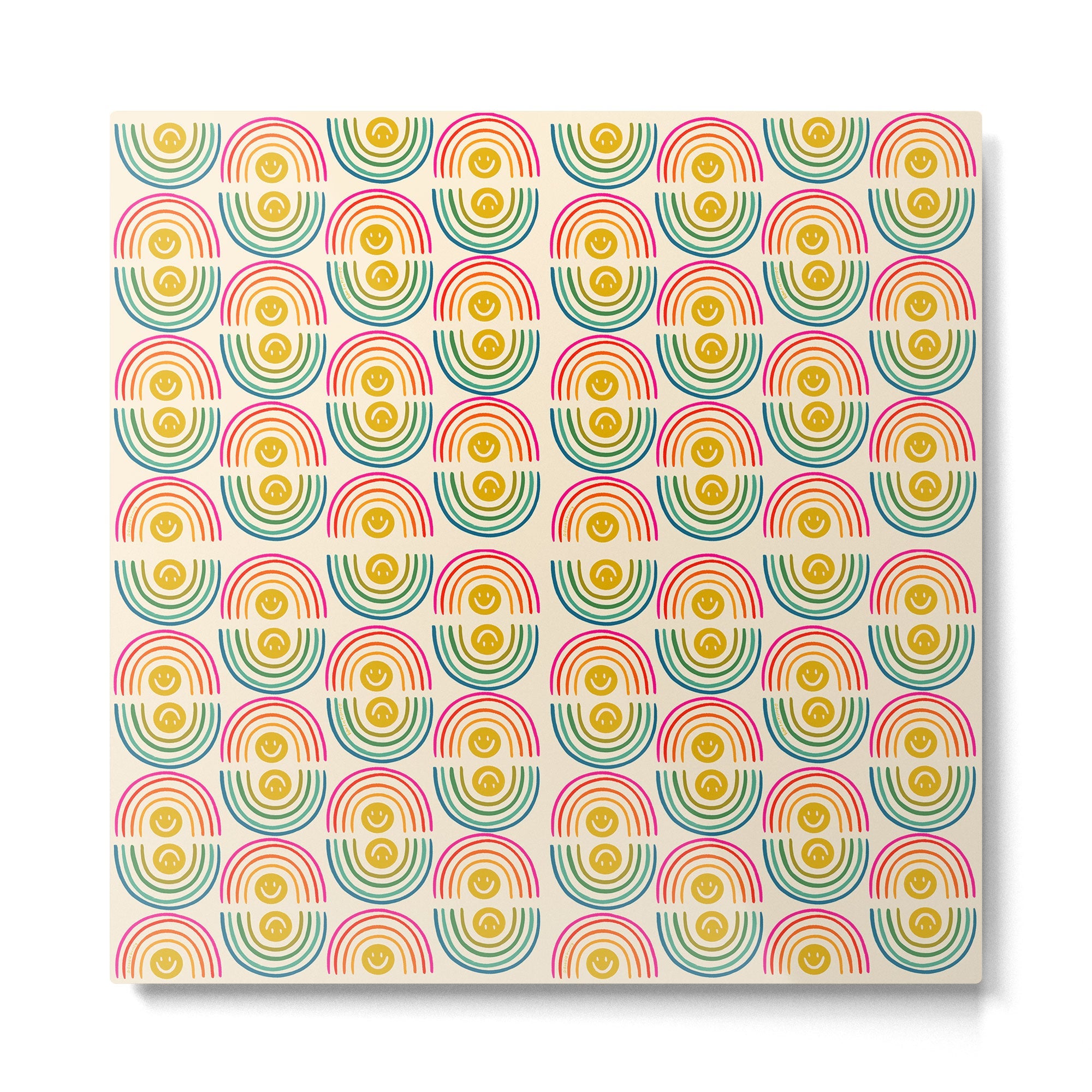 Smiley Rainbow Print Metal Print | TeksDecor