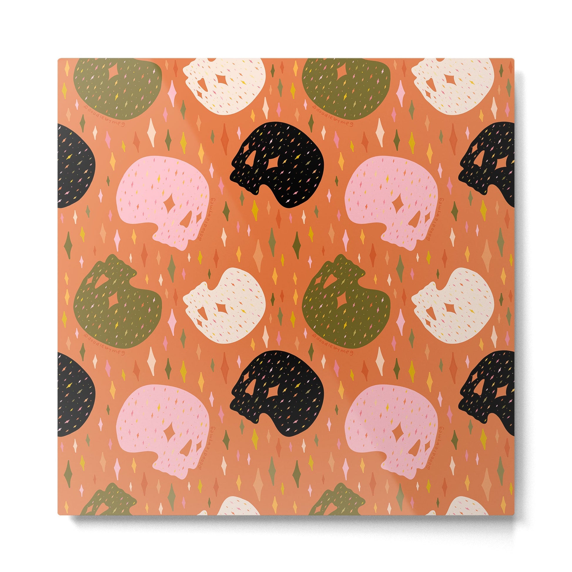 Spooky Skull Print Metal Print | TeksDecor