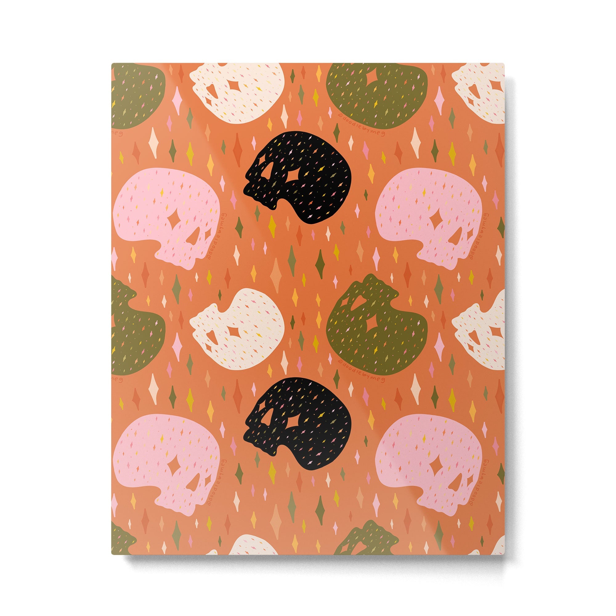 Spooky Skull Print Metal Print | TeksDecor