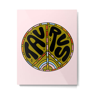 Taurus Peace Sign Metal Print | TeksDecor