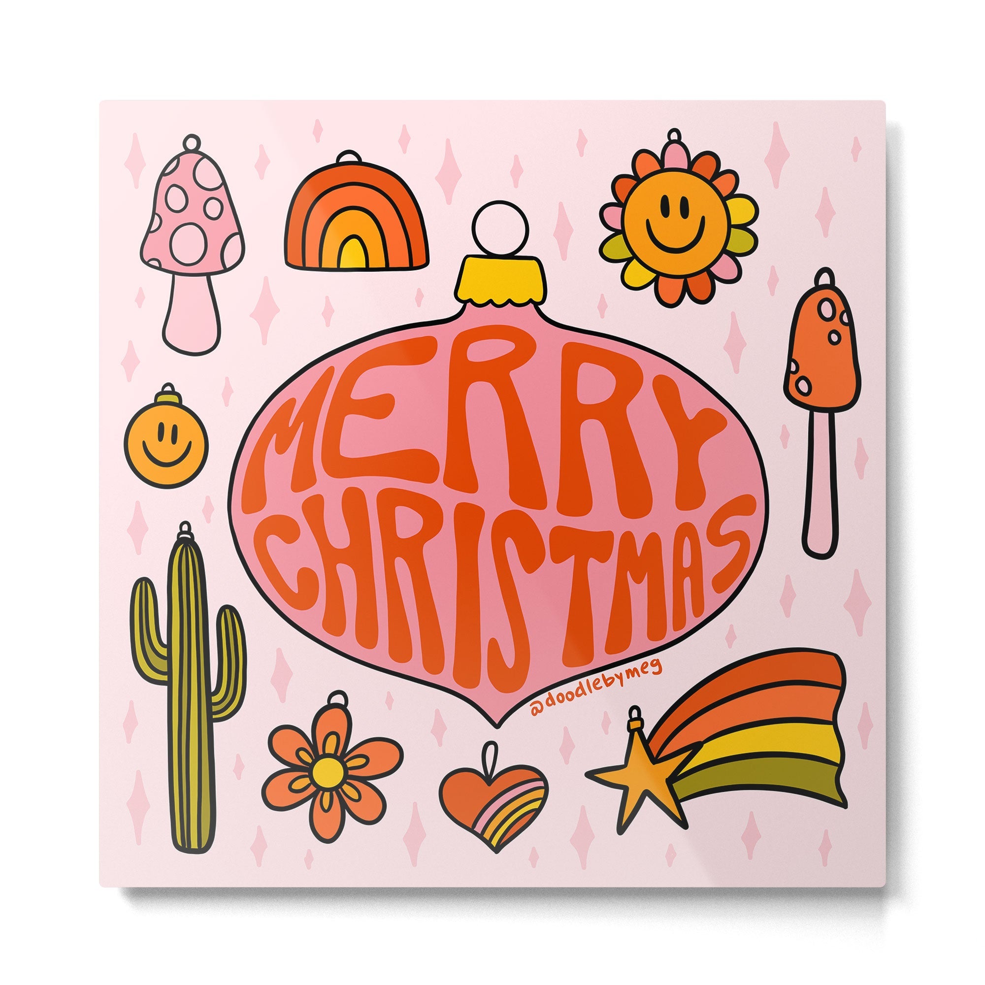 Vintage Merry Christmas Metal Print | TeksDecor