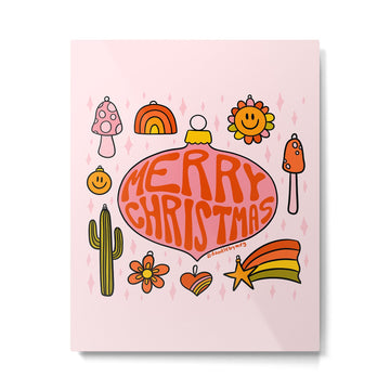 Vintage Merry Christmas Metal Print | TeksDecor