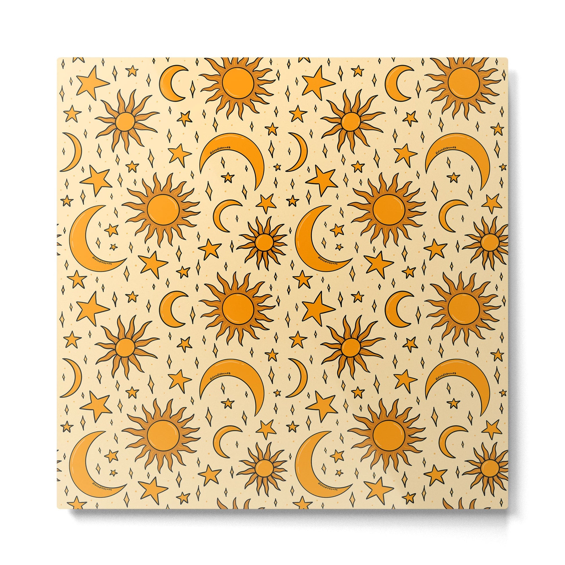 Vintage Sun and Star Print Metal Print | TeksDecor